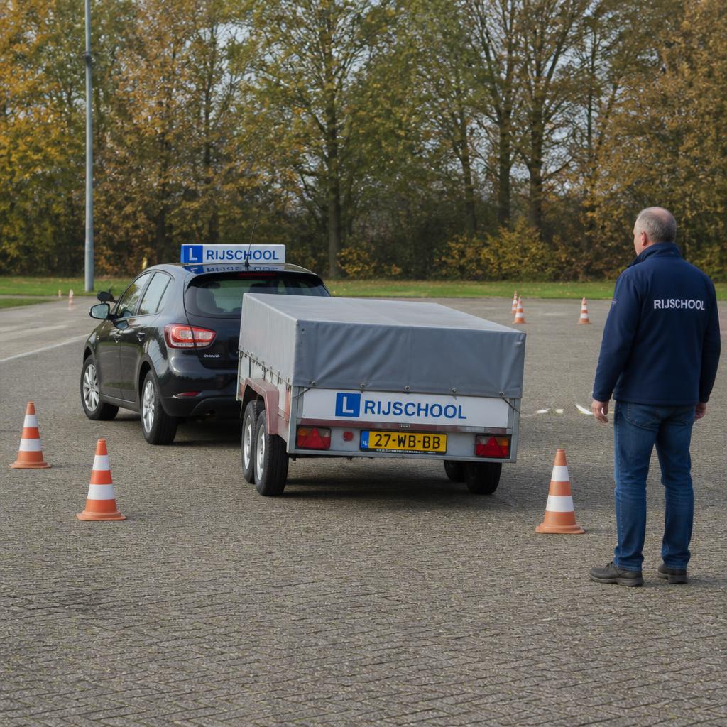 Aanhanger — achteruit manoeuvreren — Oefenterrein Dordrecht